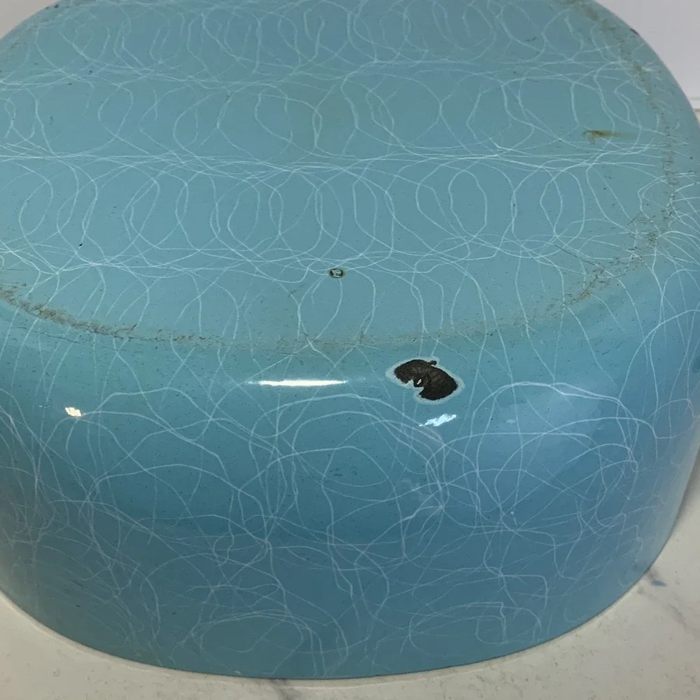 1950's Serendipity Turquoise Pot Enamelware Spaghetti Drizzle 10